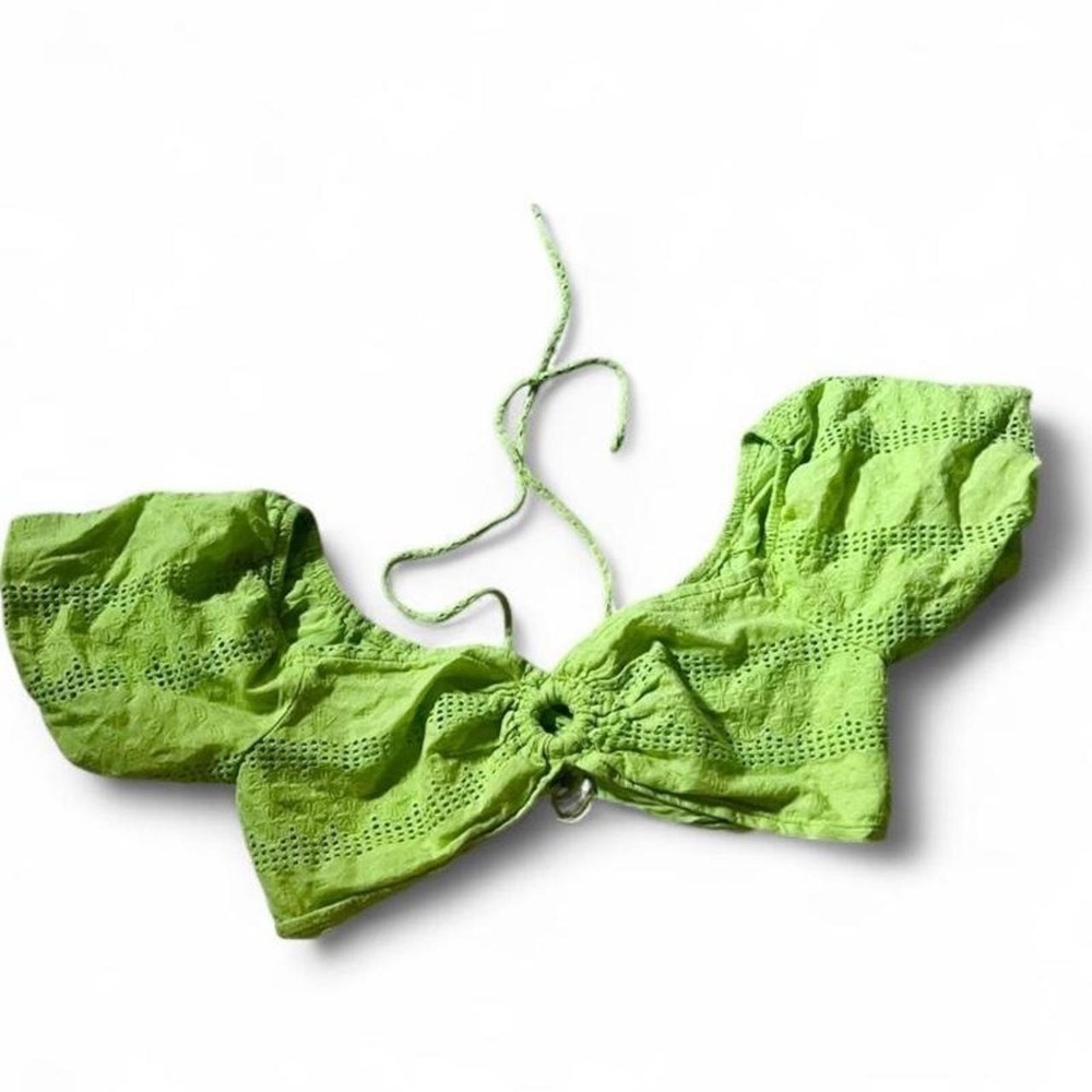Lime Rave Festival Cottage Core Hippie Prairie Peasant Wench Crop Womens L Fairy